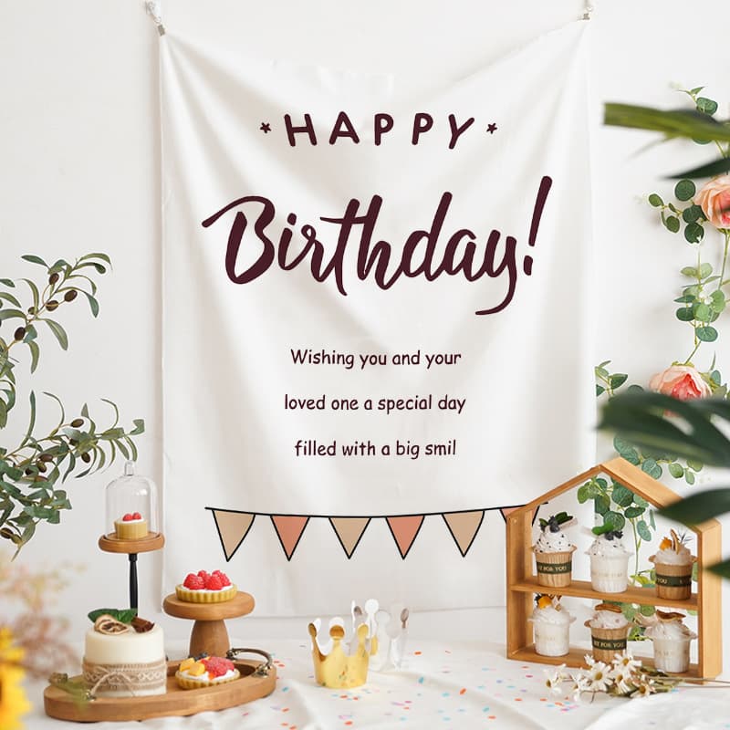 タペストリー お祝いメッセージ入り誕生日装飾用壁掛け布
