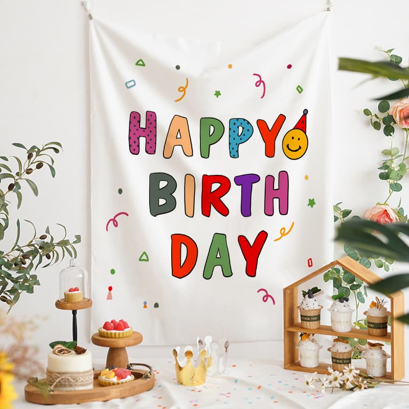 タペストリー お祝いメッセージ入り誕生日装飾用壁掛け布